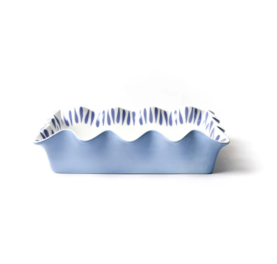 Iris Blue Drop Ruffle Casserole Dish