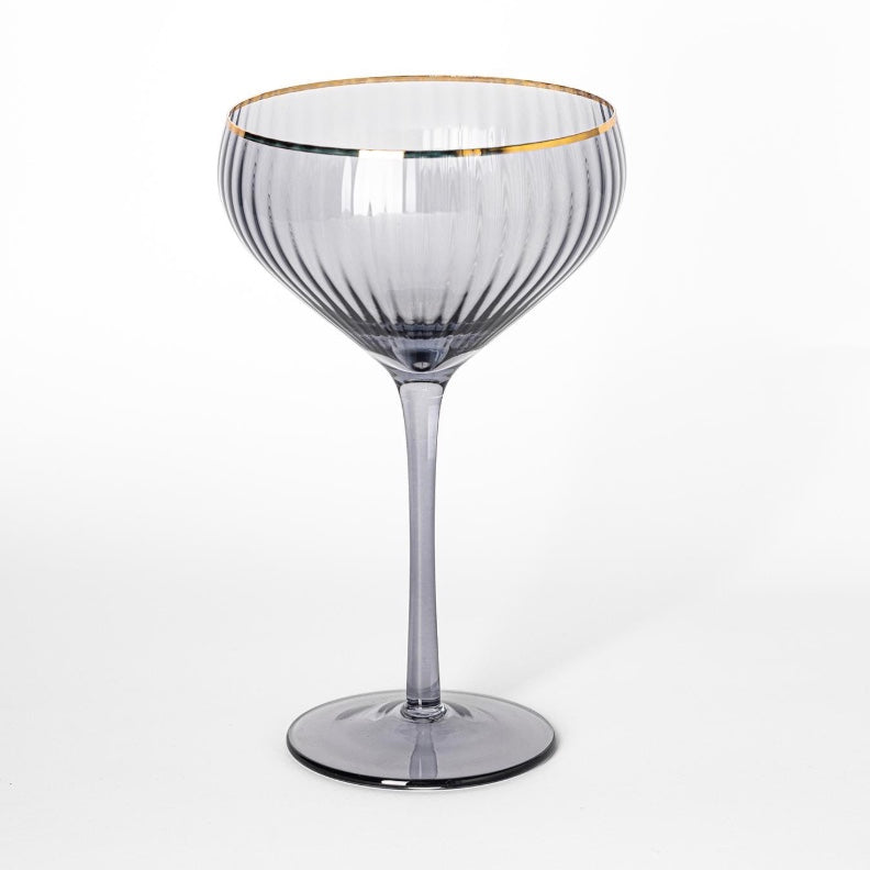 Glass Coupe Ribbed Smoke