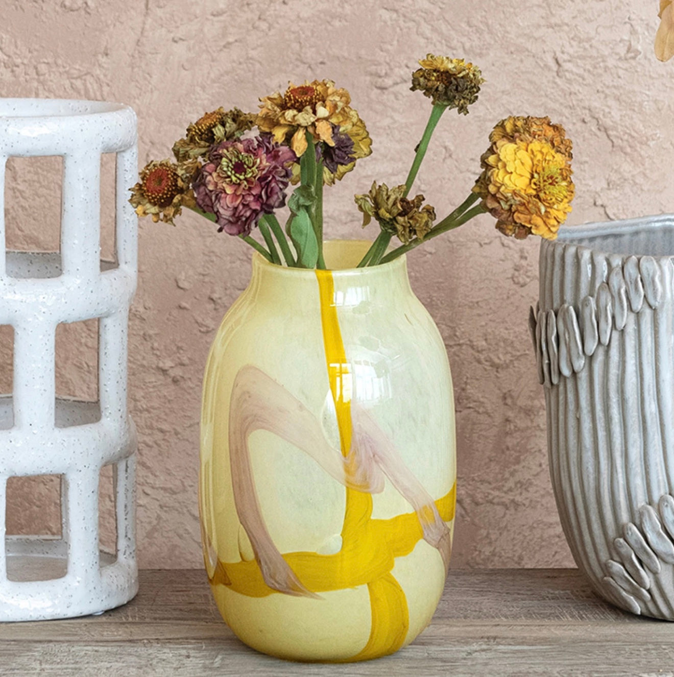 Art Glass Vase w/ Abstract Design