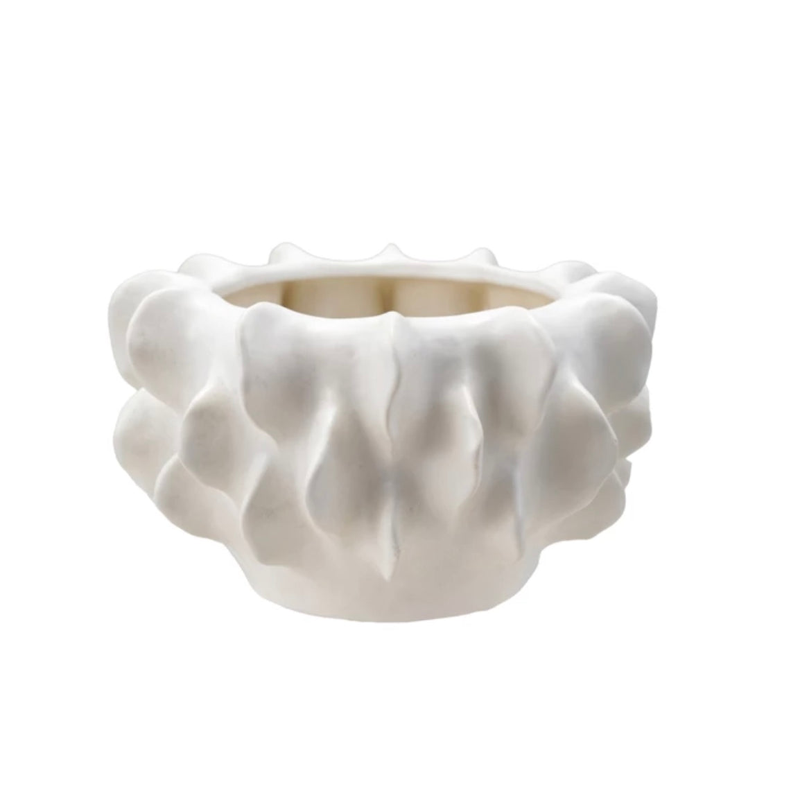 Stoneware Sculptural Planter, Matte White (Holds 7" Pot)