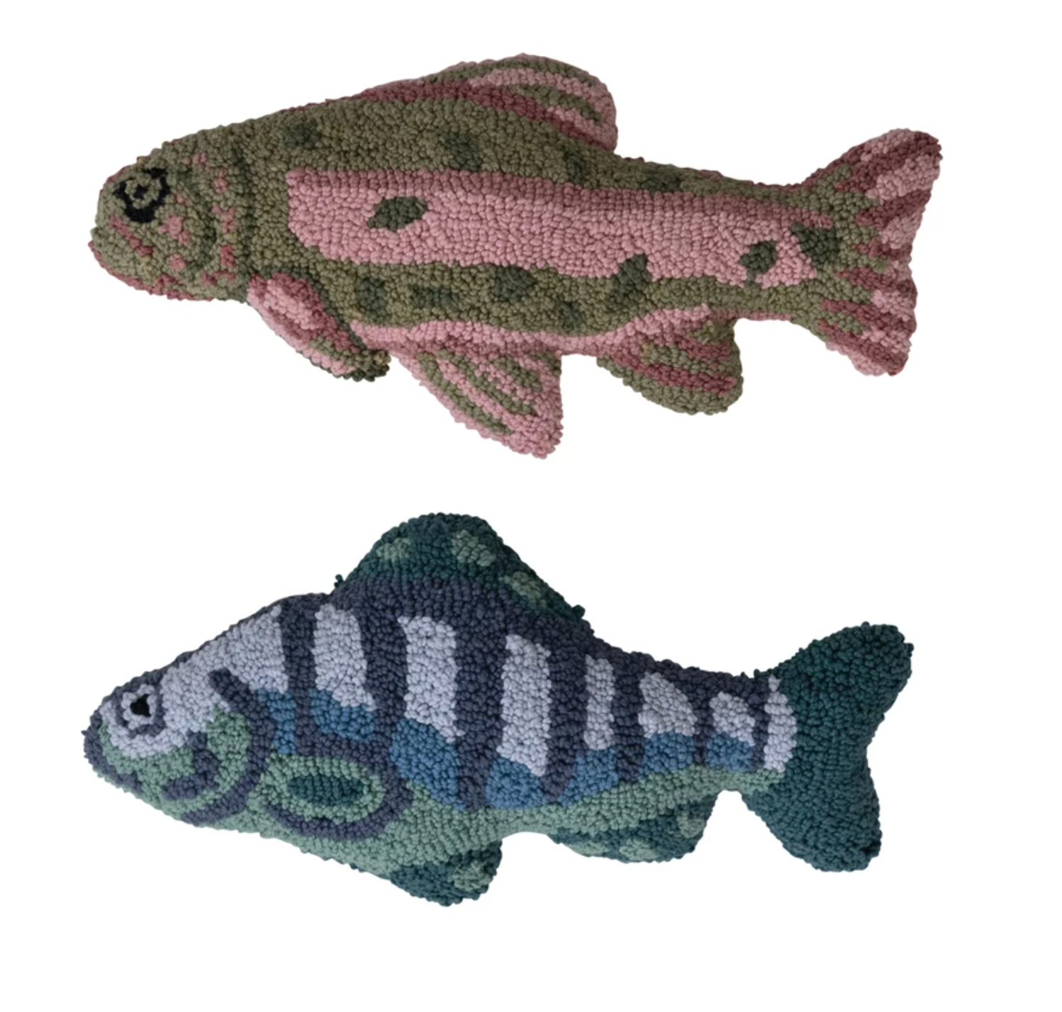 Woven Cotton Tufted Fish Shaped Pillow, 2 Styles