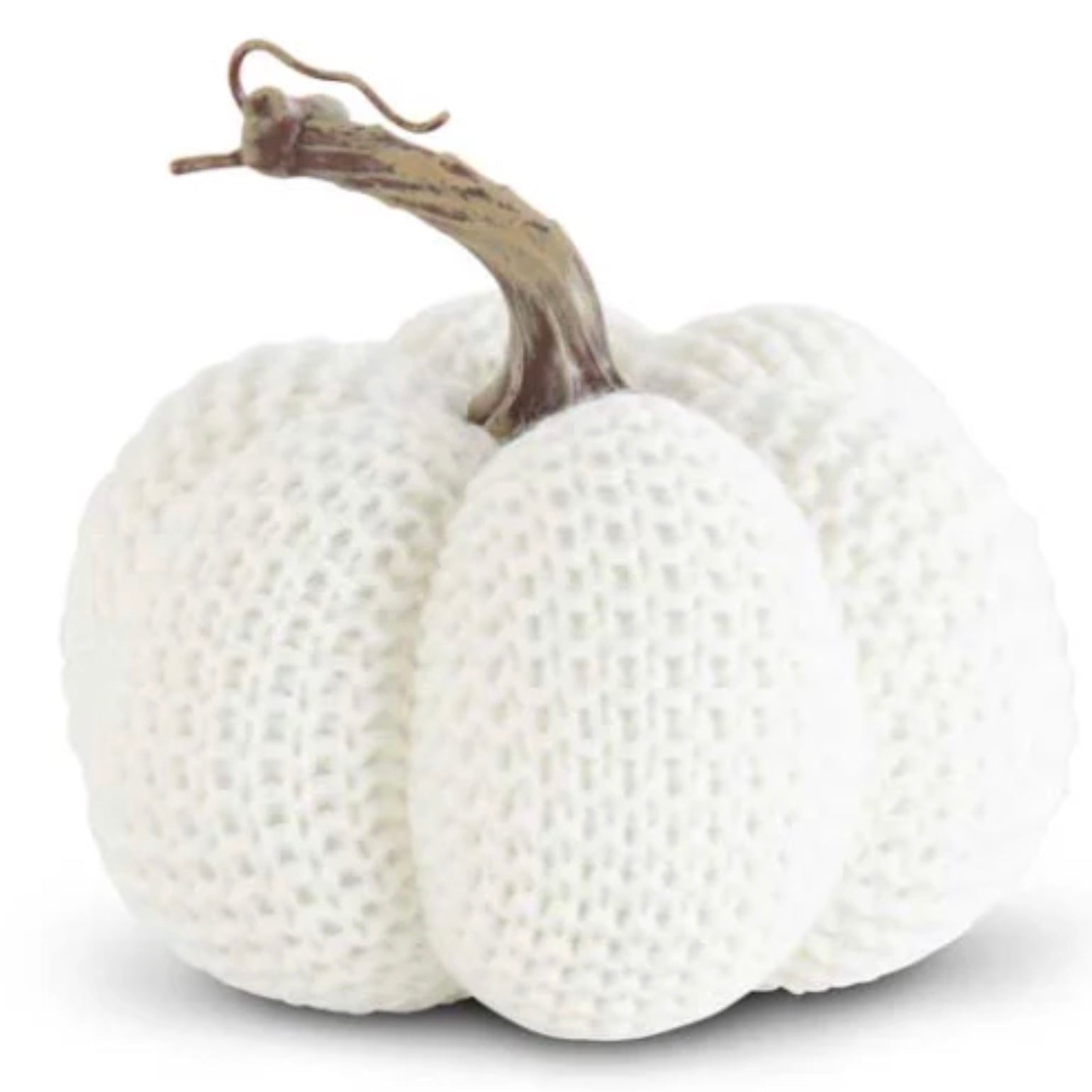 5.75 White Knit Stuffed Pumpkin