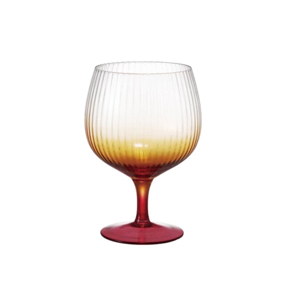 20 oz. Stemmed Fluted Goblet, Orange Color Ombre