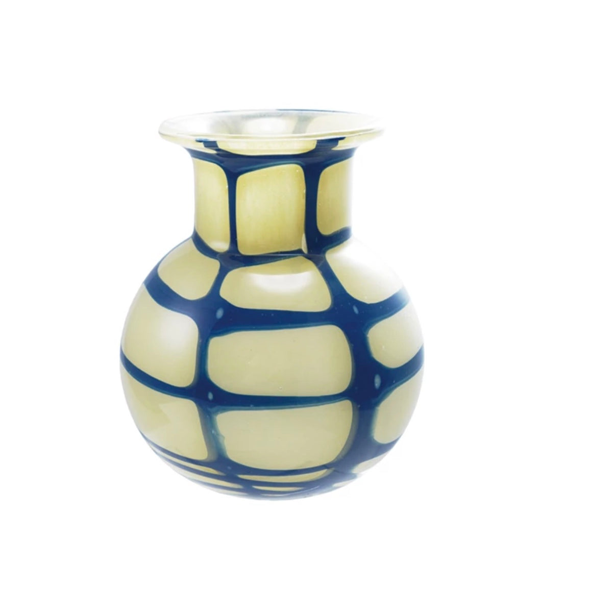 Hand-Blown Art Glass Vase with Design