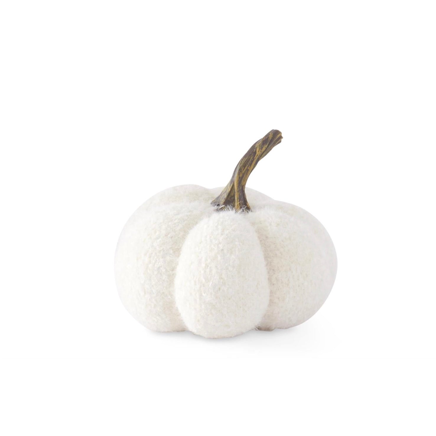 4.5 Inch White Knit Stuffed Pumpkin