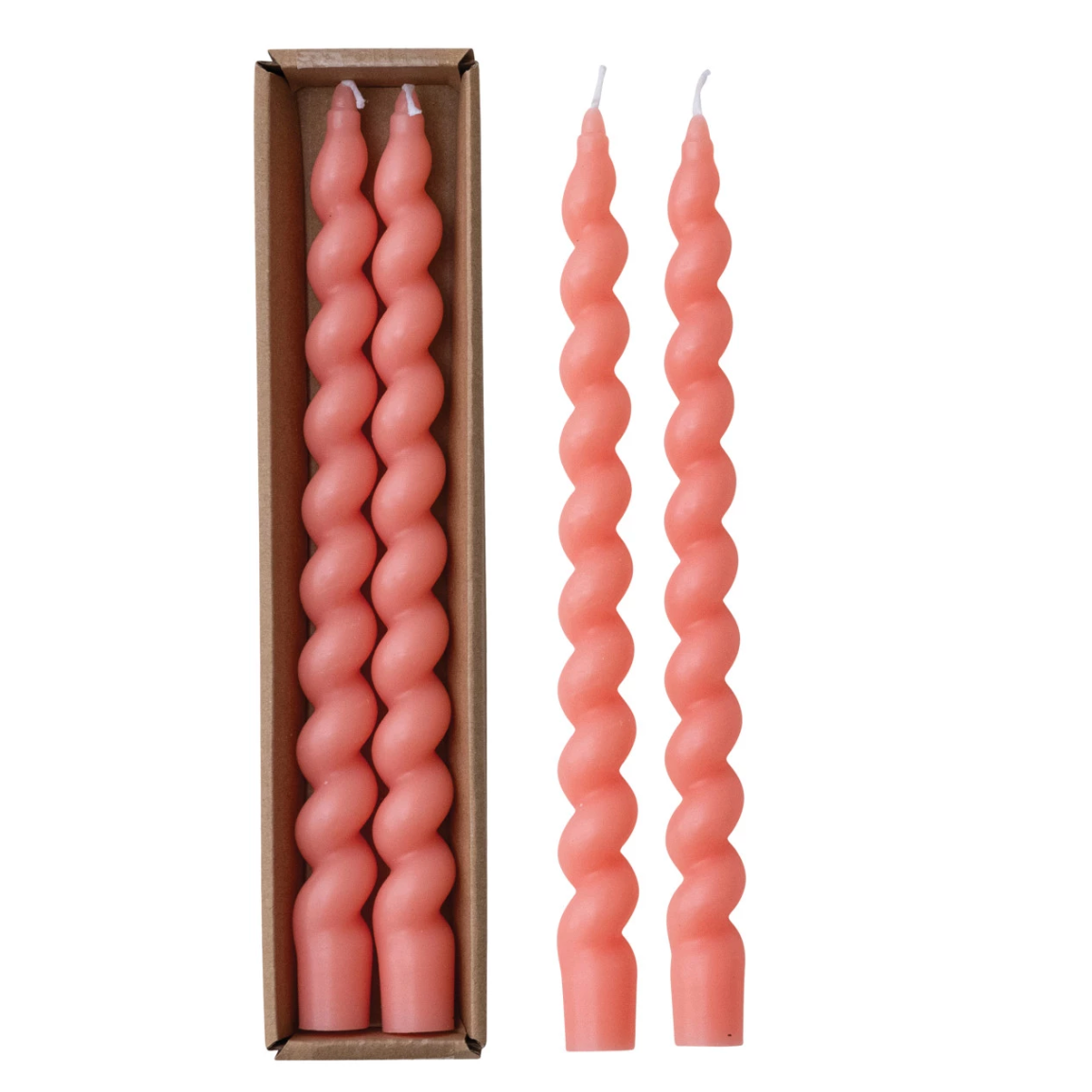 Unscented Twisted Taper Candles in Box, Pink, Set of 2