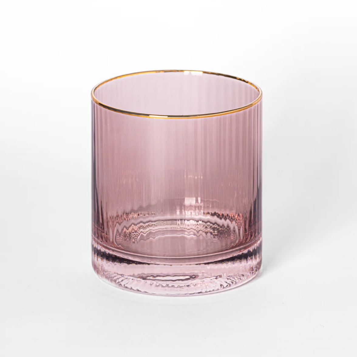 Glass Cocktail Ribbed Mauve