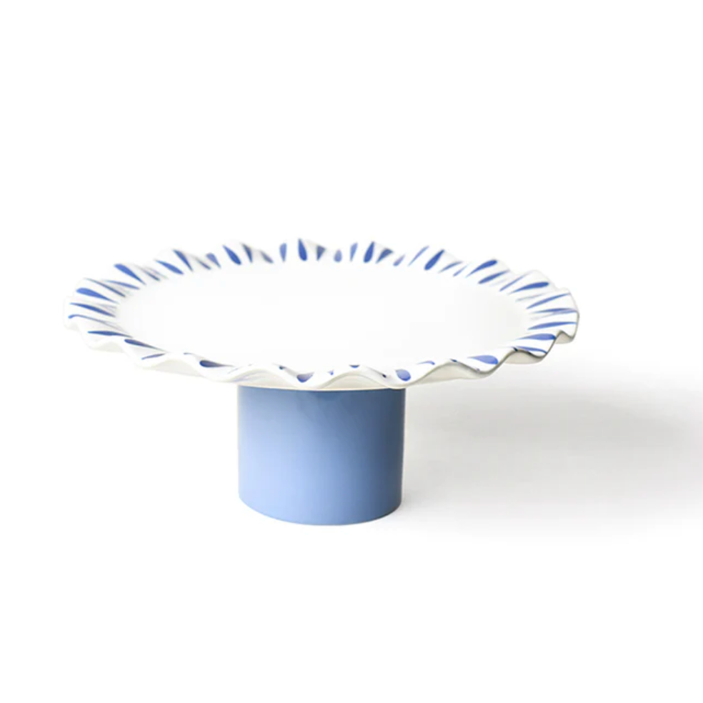 Iris blue drop L ruffle cake stand
