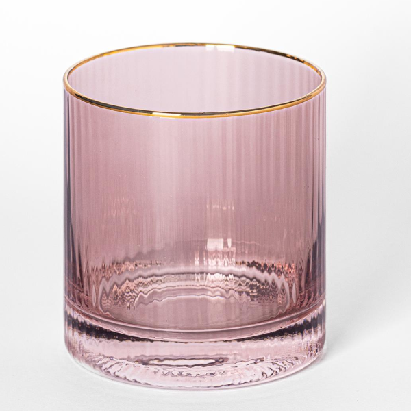 Glass Cocktail Ribbed Mauve