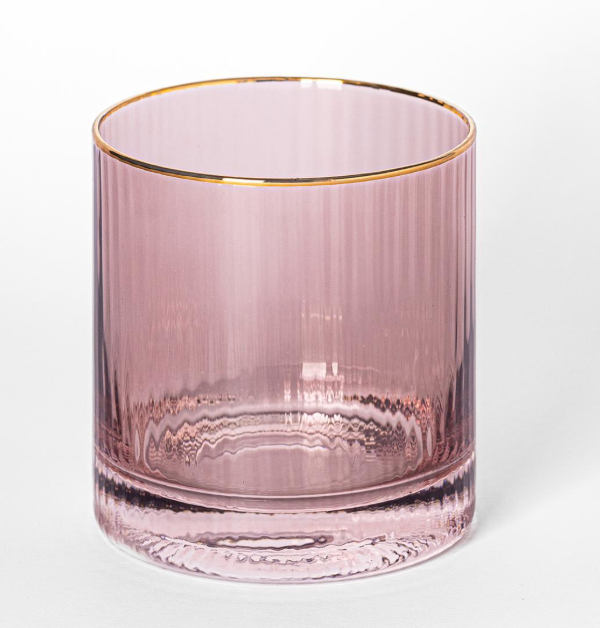 Glass Cocktail Ribbed Mauve