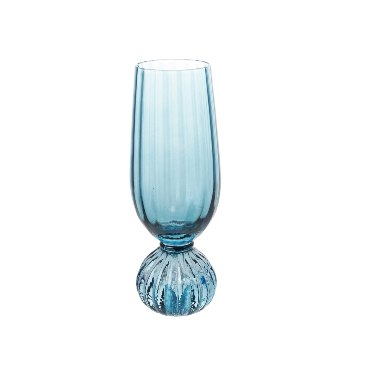 8 oz. Pleated Footed Champagne Glass, Blue