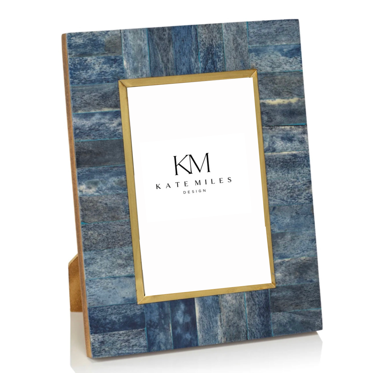 Biarritz Bone Photo Frame with Inner Brass Trim - Blue - 5x7