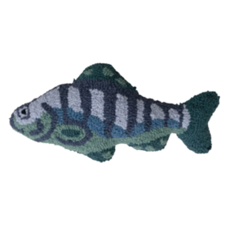 Woven Cotton Tufted Fish Shaped Pillow, Blue