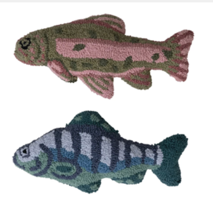 Woven Cotton Tufted Fish Shaped Pillow, Blue