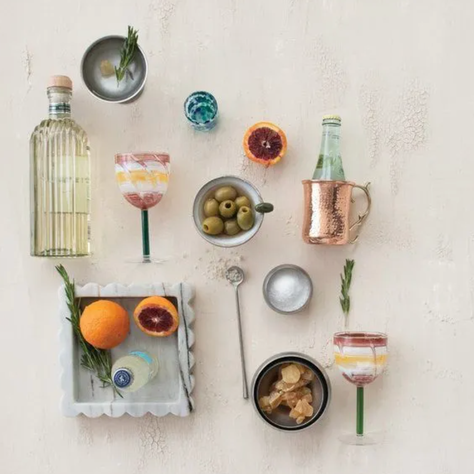 Marble Scalloped Tray, Grey Melange