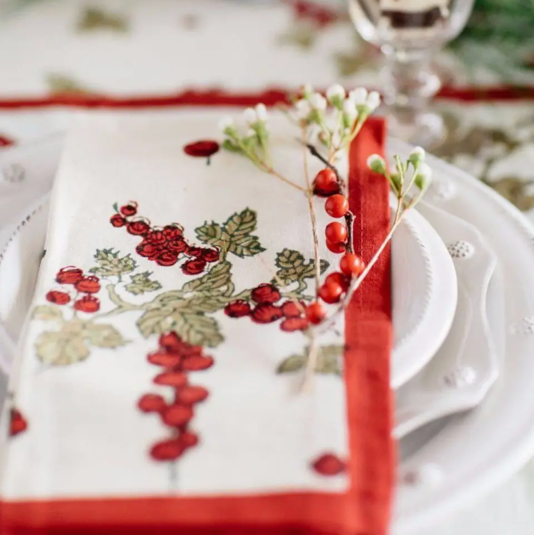 S/6 Gooseberry Red & Green Napkin