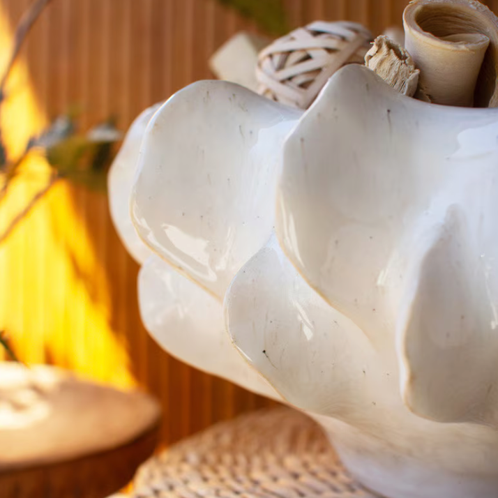Organic White Ceramic Compote