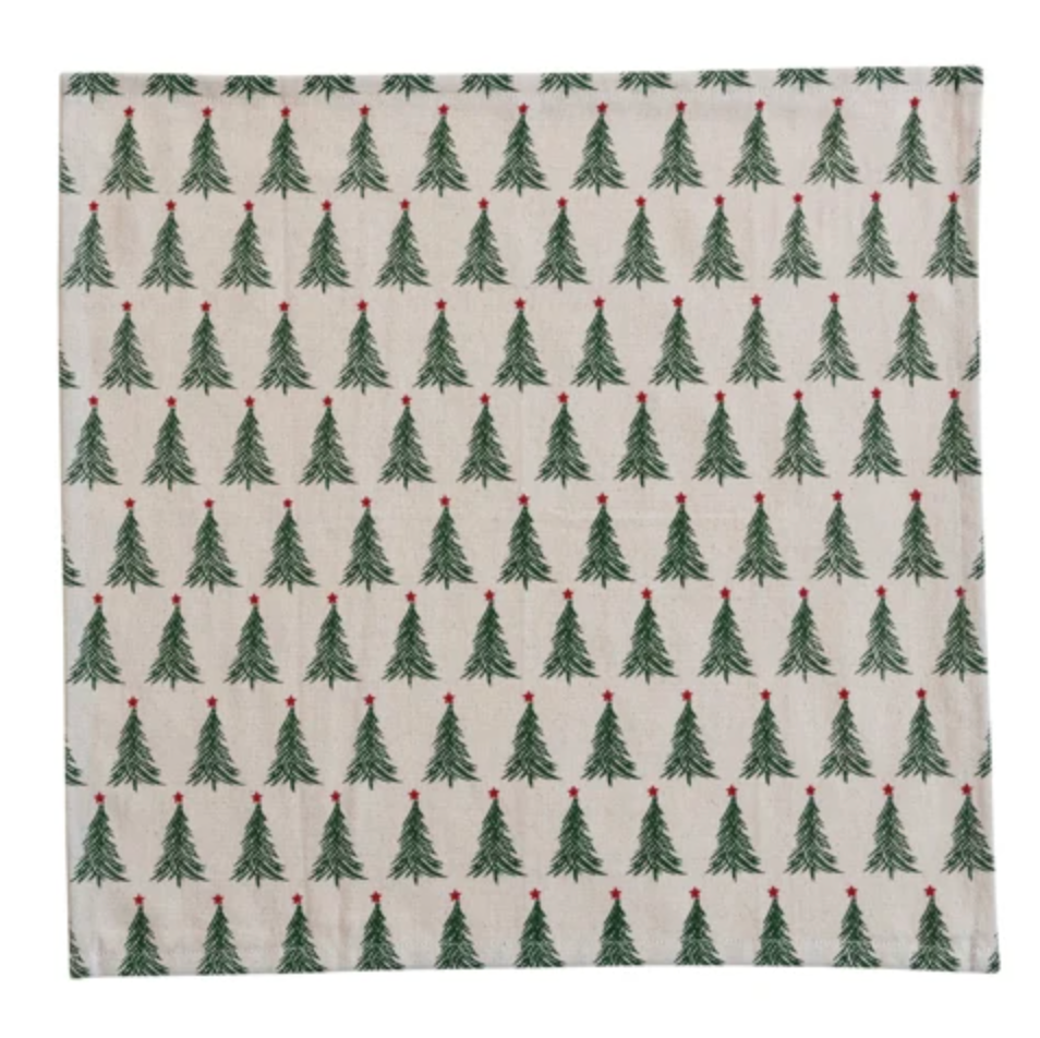 Cotton Printed Napkins w Christmas Tree
