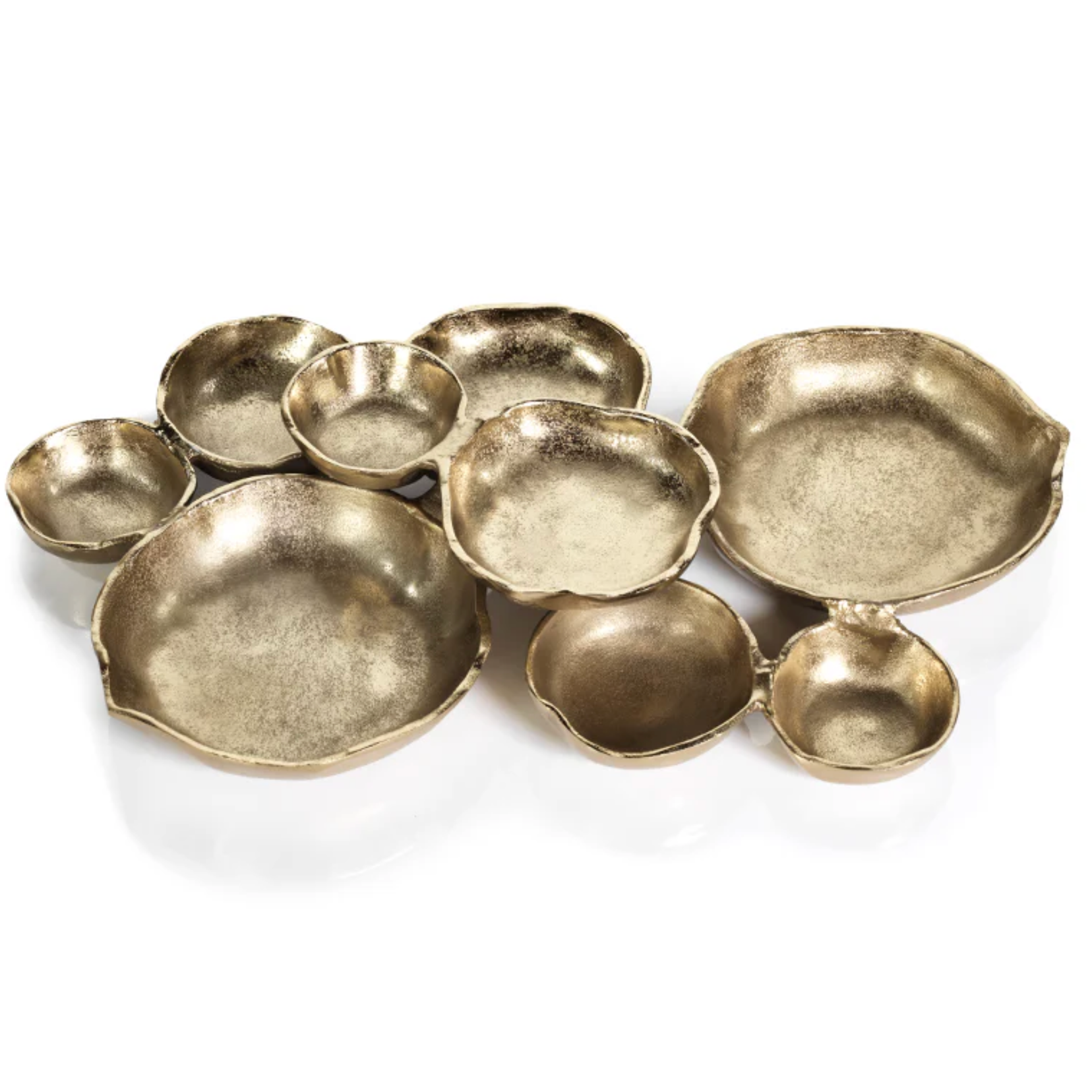 Cluster of Nine Serving Bowls - Dark Gold / Round