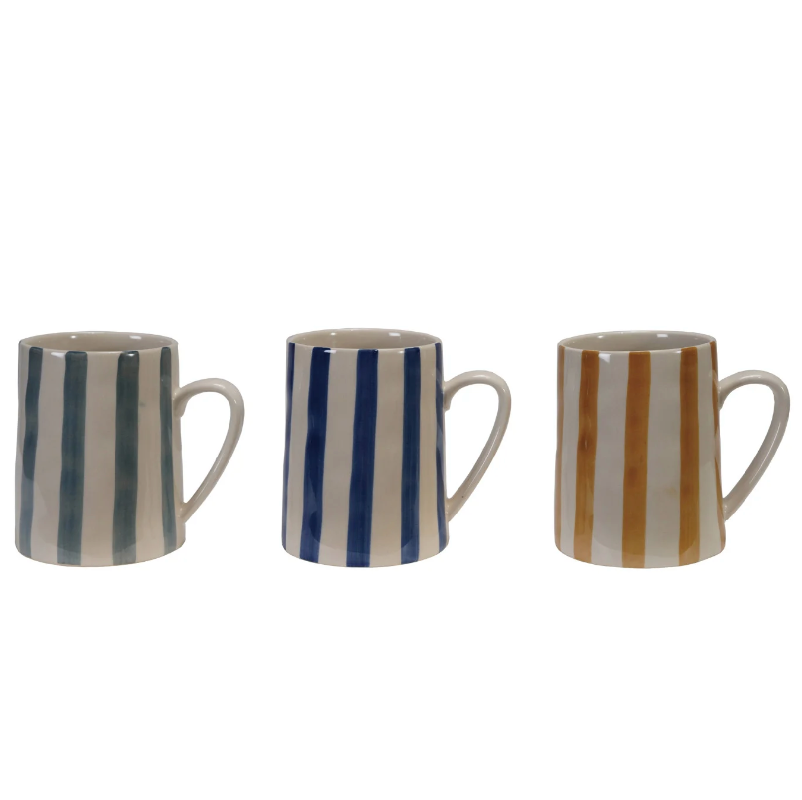 14 oz. Stoneware Mug w Stripes, 3 Colors