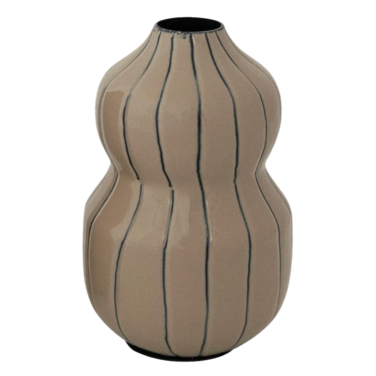 Enameled Metal Organic Striped Vase, 2 Styles