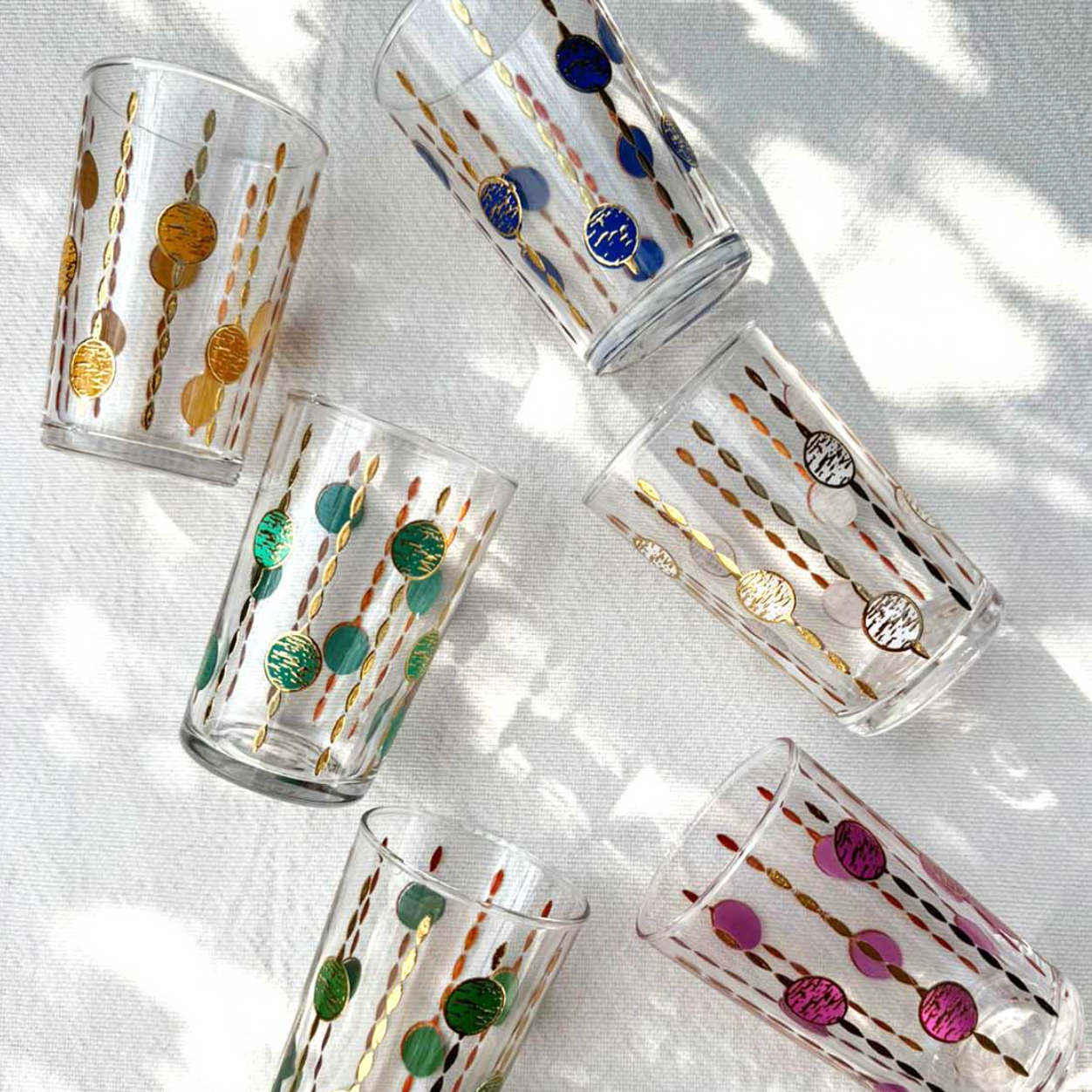 Set of 6 Moroccan Tea Glasses Joya Colored Bubbles
