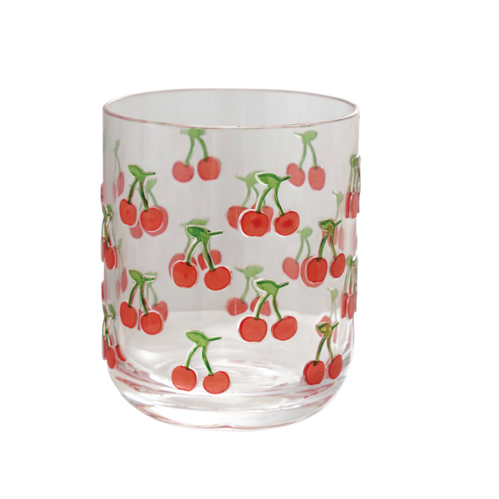 14 oz. Acrylic Drinking Glass with Cherries, Red & Green