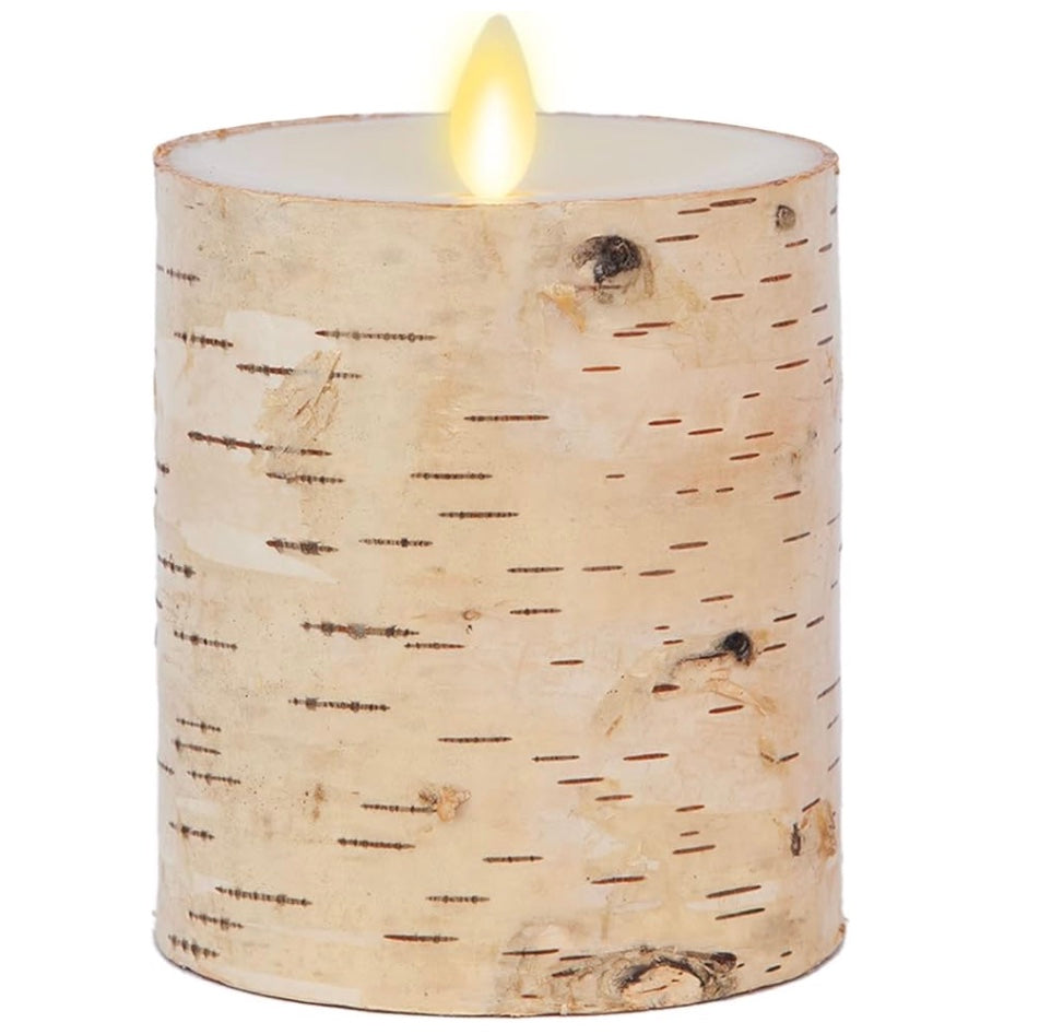 Birch Bark Wax Indoor Pillar Luminara Candle - Medium