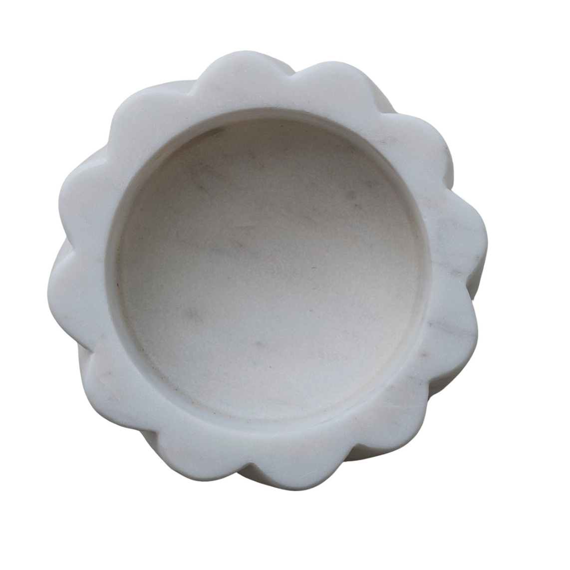 Marble Twisted Carved Scalloped Bottle Holder, White