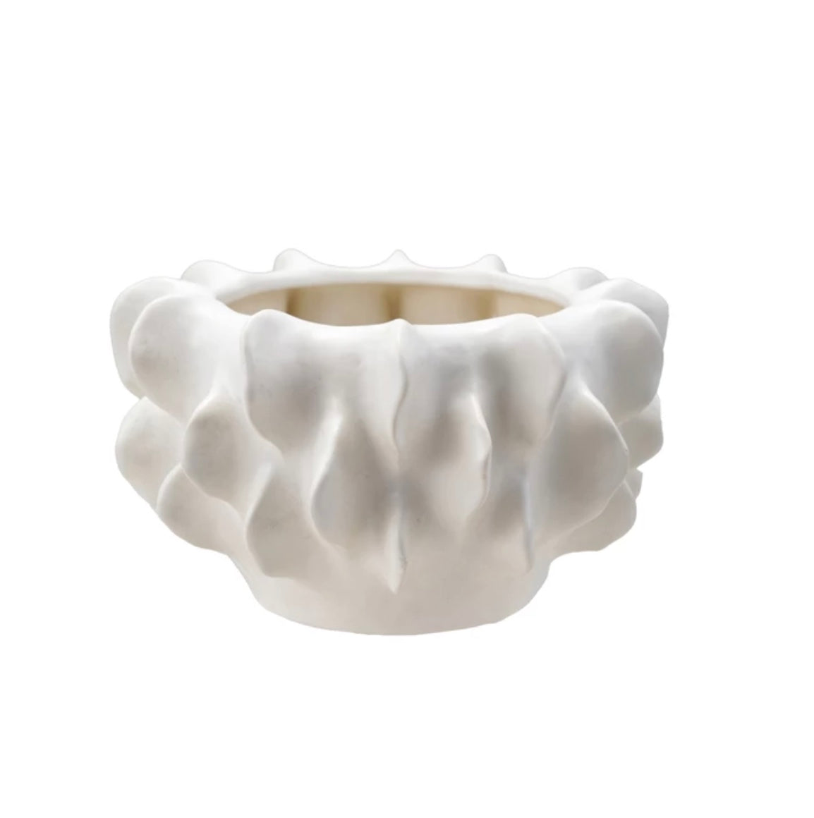 Stoneware Sculptural Planter, Matte White (Holds 7" Pot)