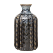 (M) Embossed Stoneware Vases with Glaze