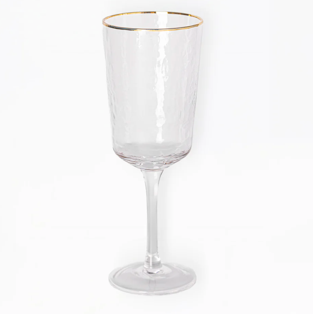 Glass Wine Hammered Clear