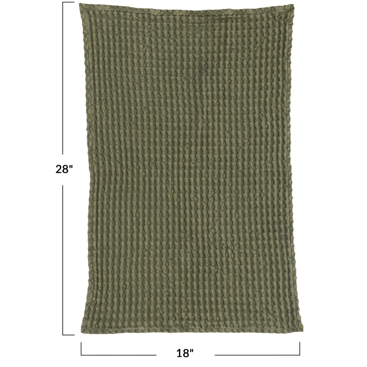 Stonewashed Cotton Waffle Weave Tea Towel, Green