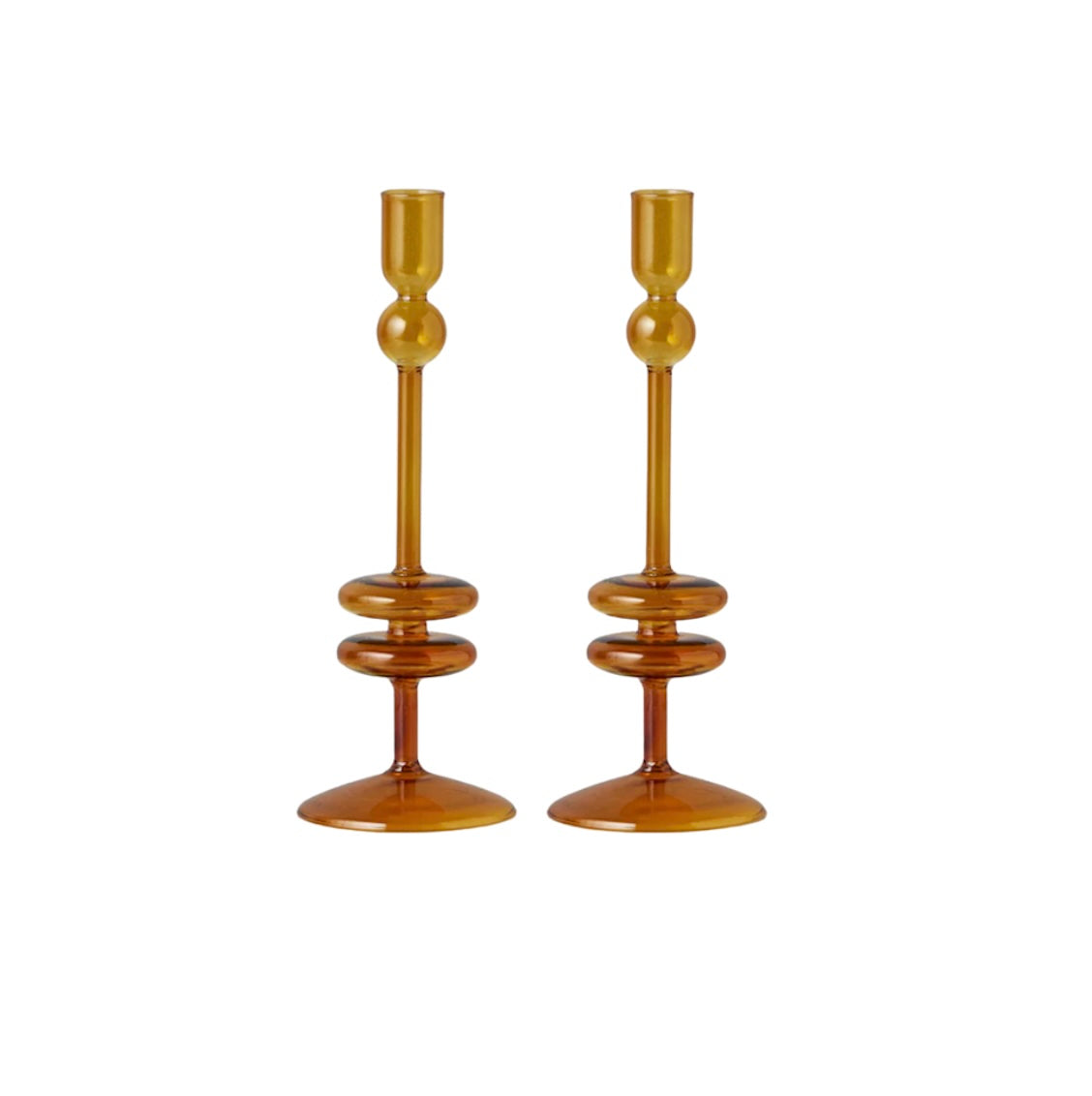 Amber - Large Glass Candlestick