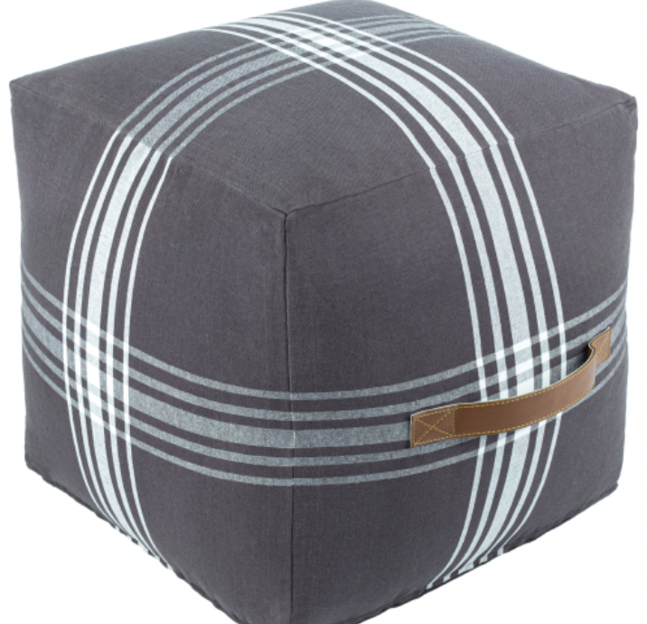 Gray Pouf - Jackson Plaid