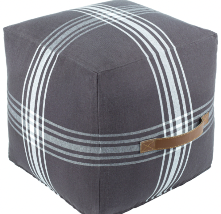 Gray Pouf - Jackson Plaid
