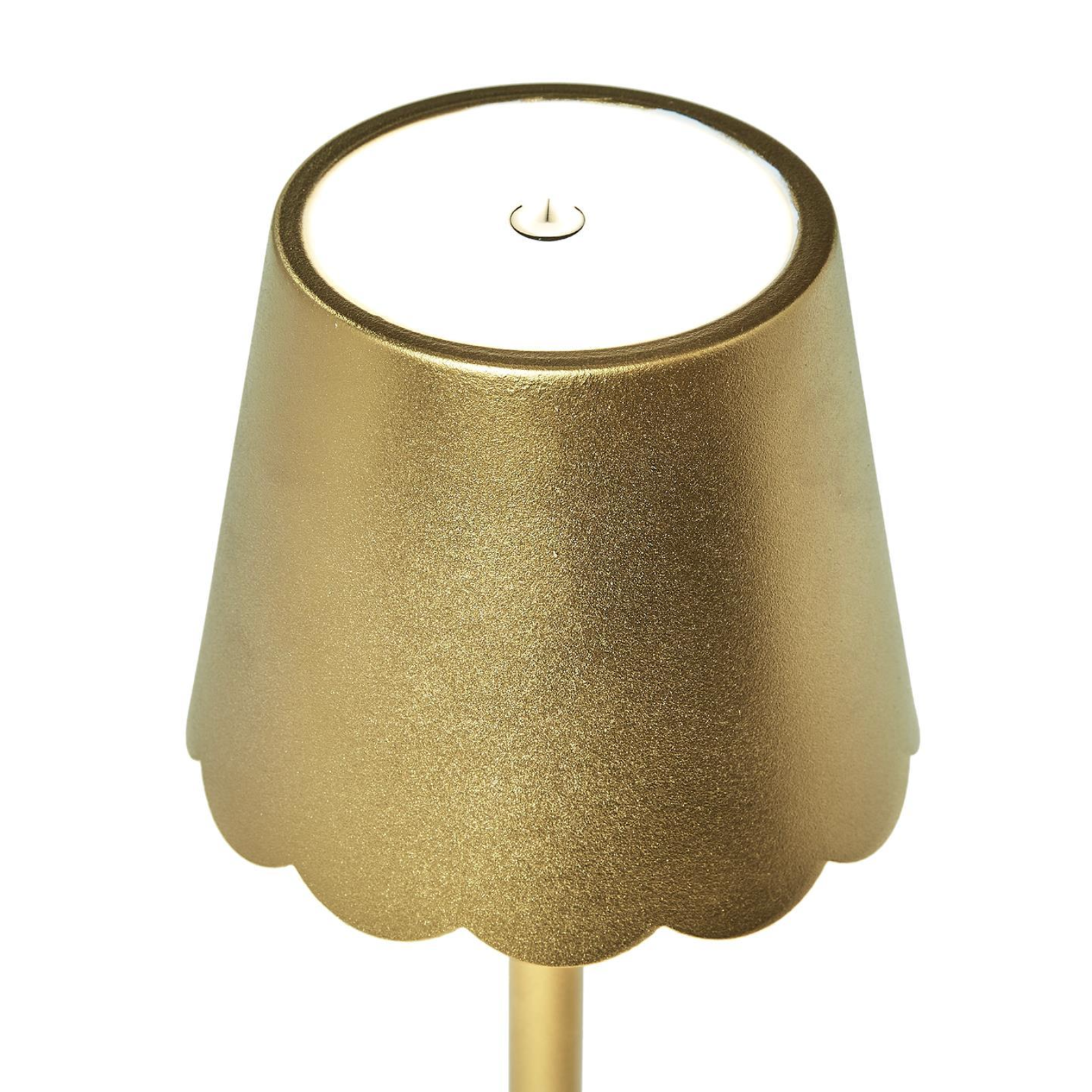 LED Portable Cordless Table Lamp w/Scalloped Edge Shade