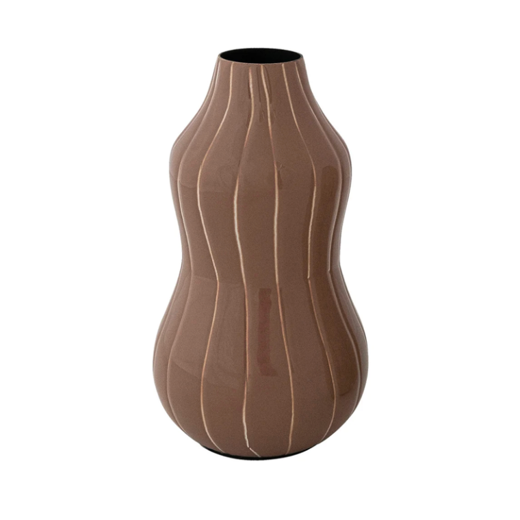 Enameled Metal Organic Striped Vase, 2 Styles