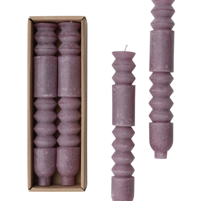 Unscented Totem Taper Candles-Purple