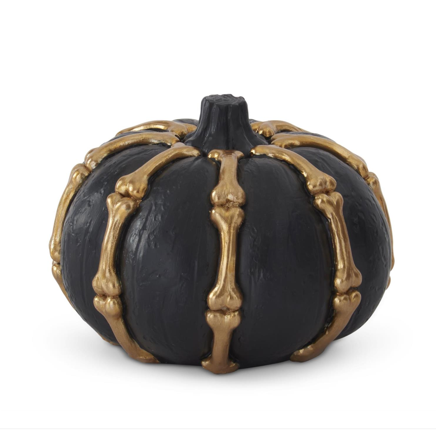 4.25 Inch Black & Gold Resin Bone Pumpkin