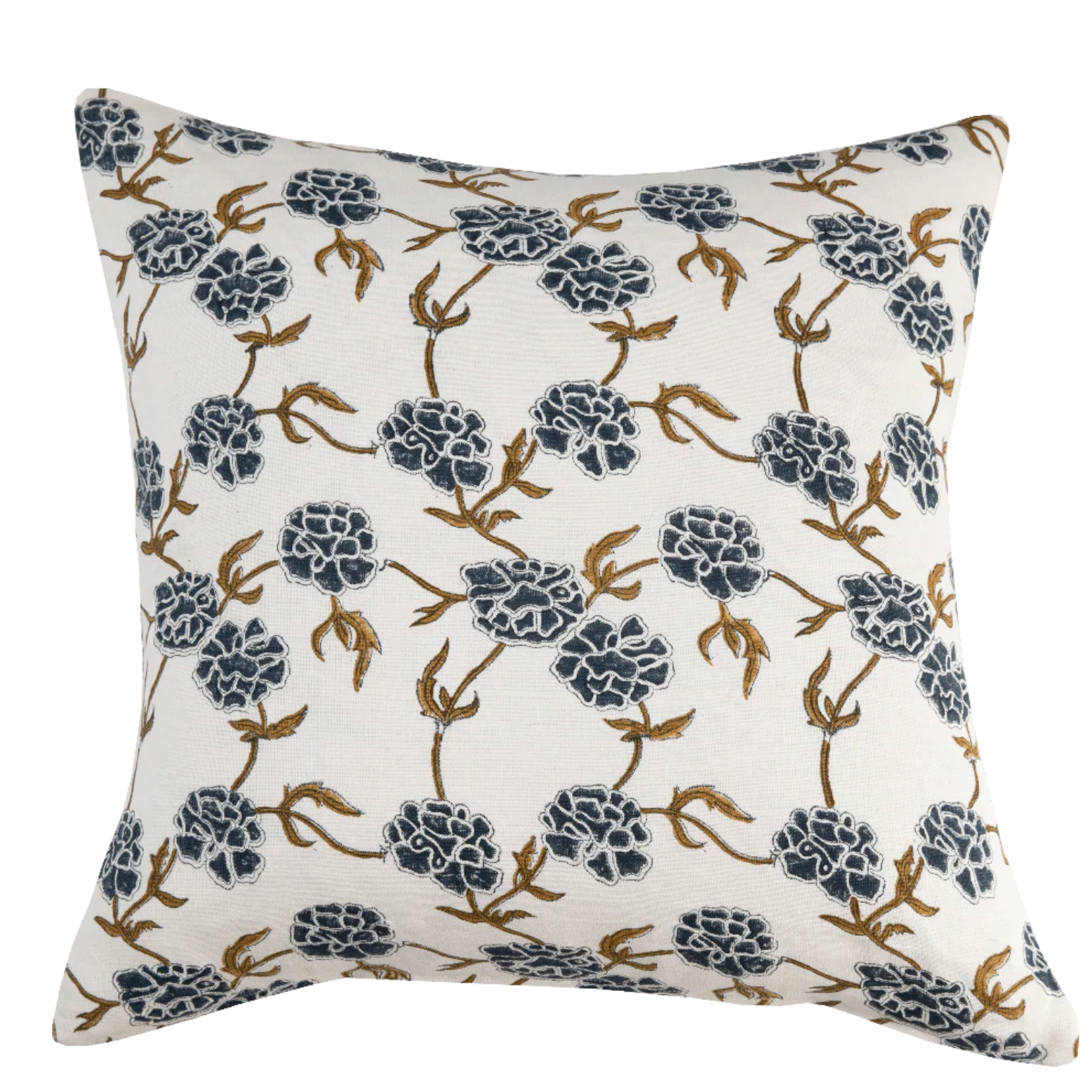 Modern Marigold Indigo on White Pillow