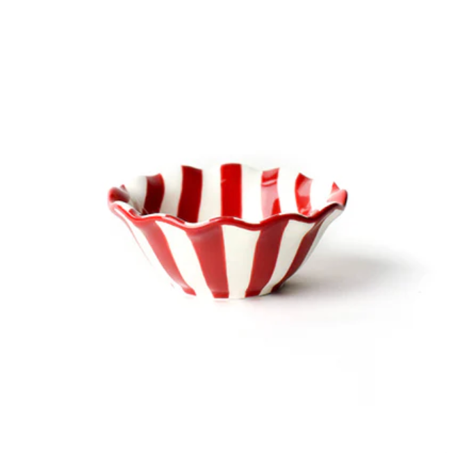 Red Stripe Ruffle Dipping Bowl