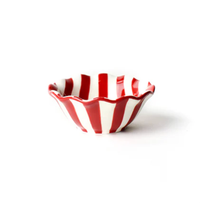 Red Stripe Ruffle Dipping Bowl
