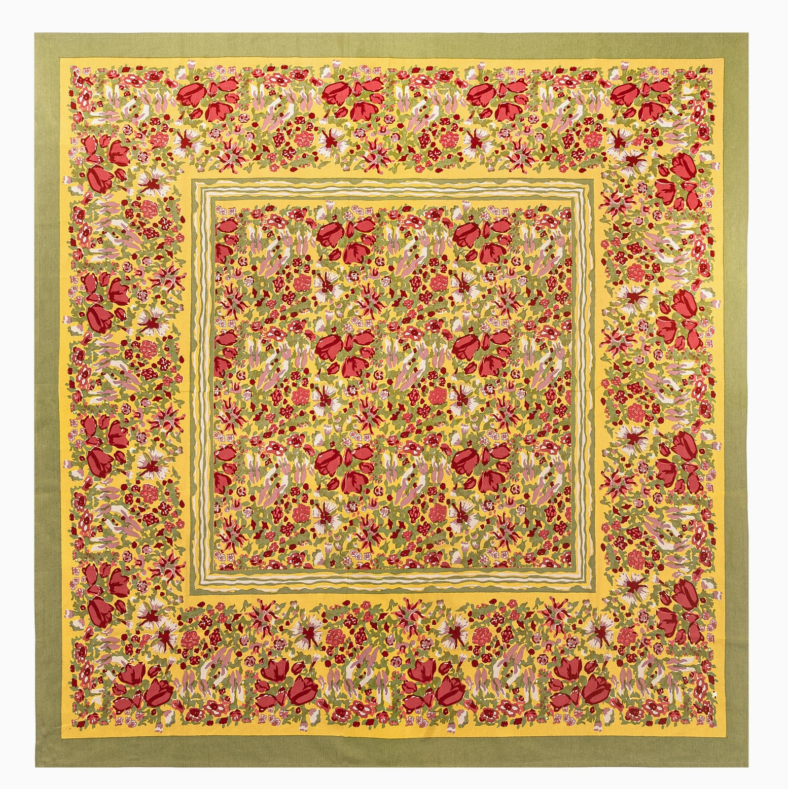 Jardin Red & Green French Tablecloth