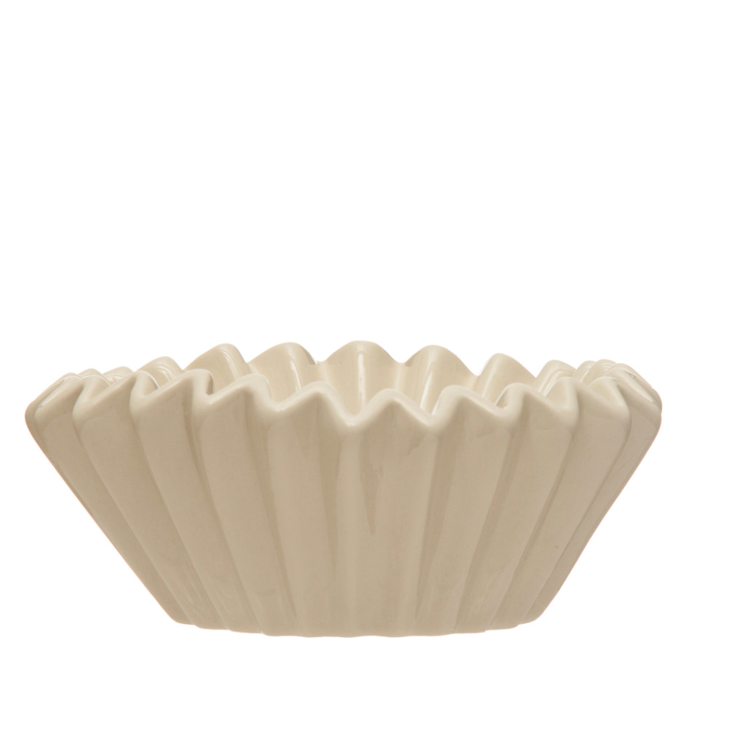 Stoneware Fluted Bowl White