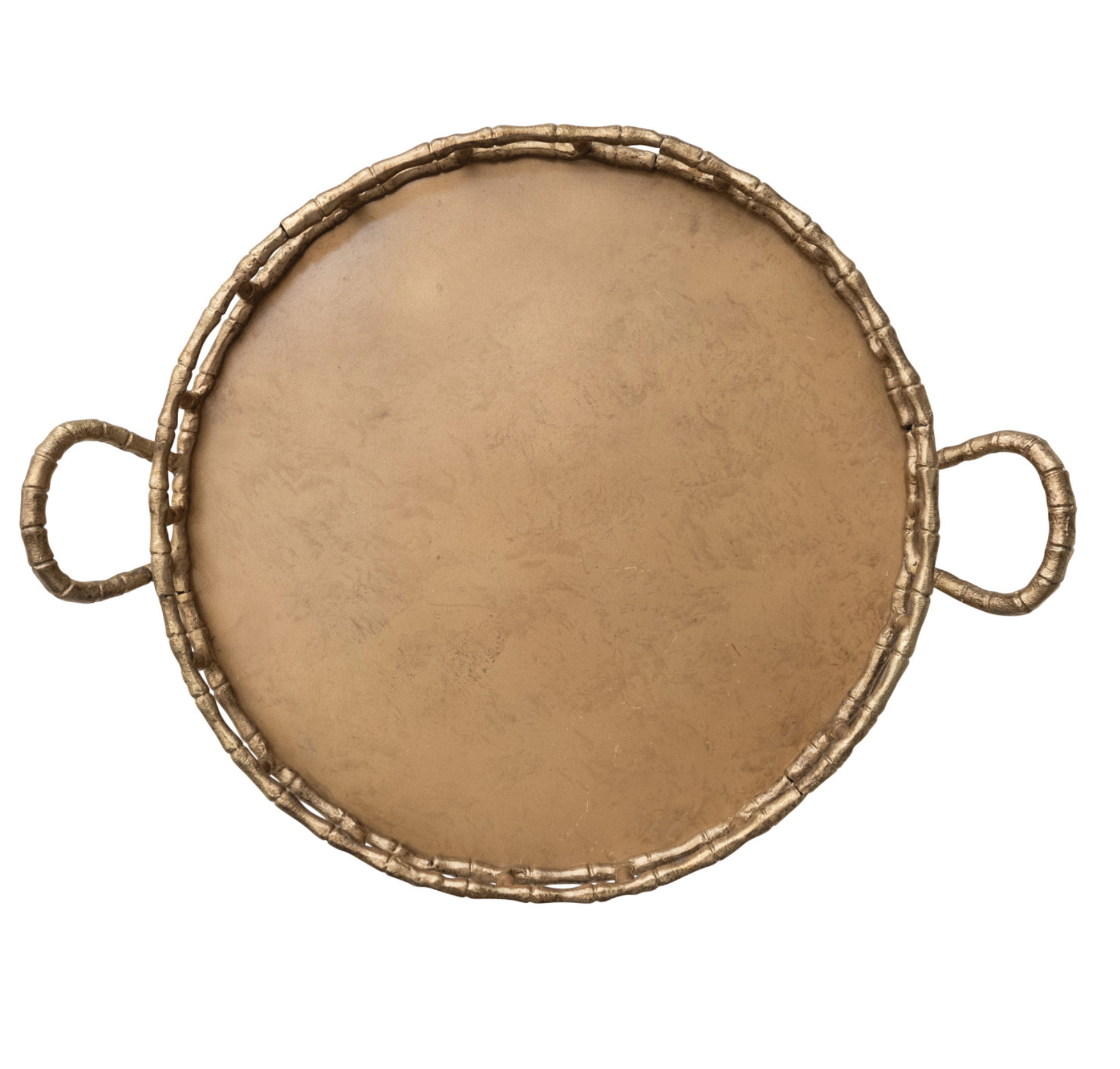 Cast Aluminum Tray w Handles, Brass Finish