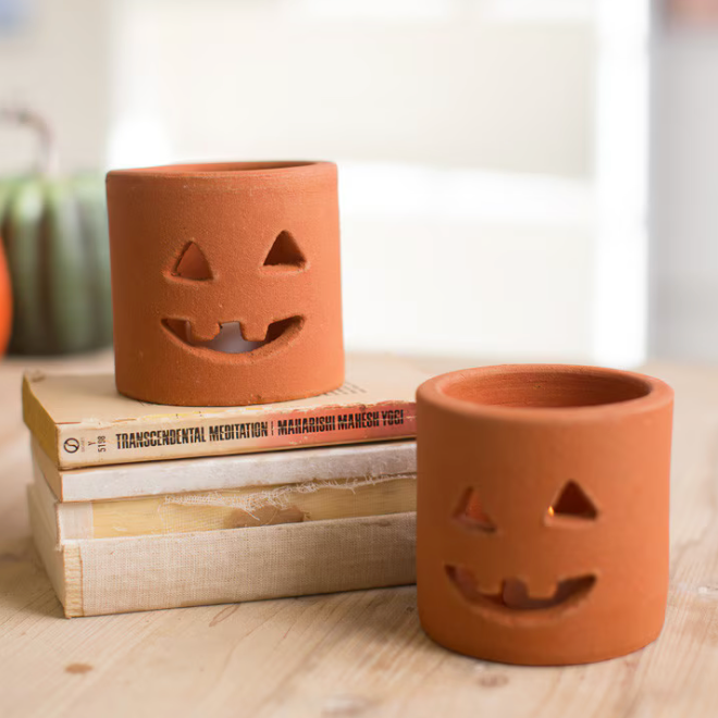 Short Terracotta Jack-O-Lantern