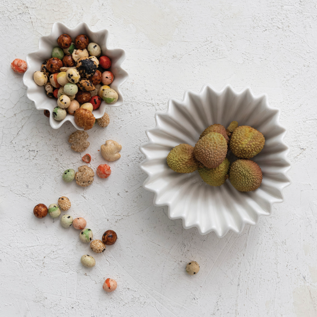 Stoneware Fluted Bowl White