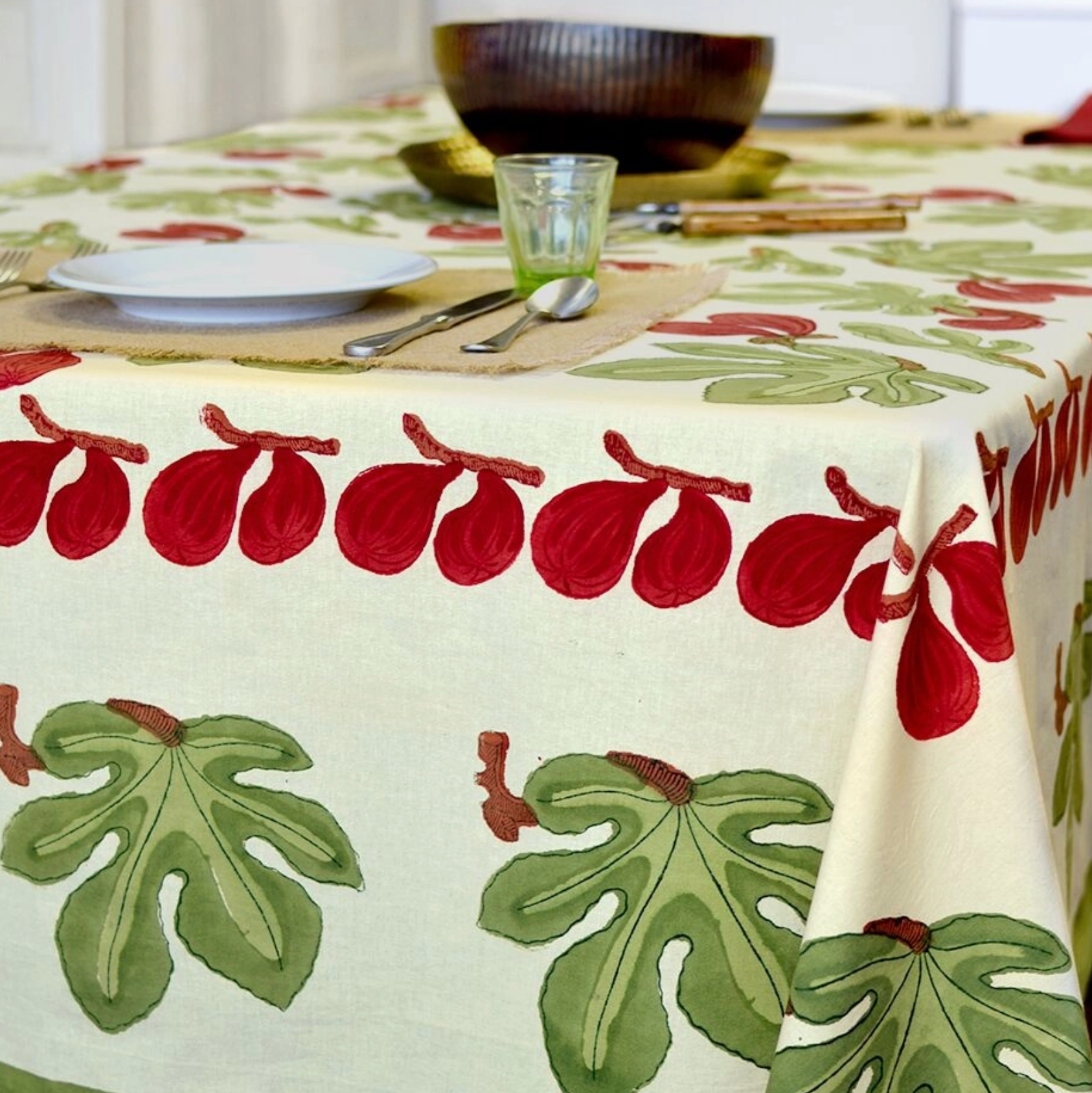 Fig Red & Green French Tablecloth