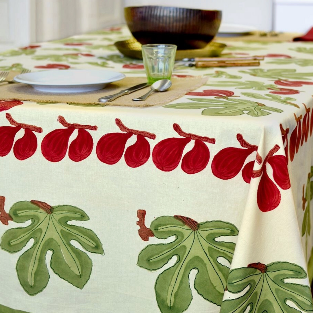 Fig Red & Green French Tablecloth